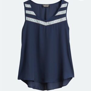 Papermoon Sheydon Trim Detail Dark Blue Tank with Patterned Accent